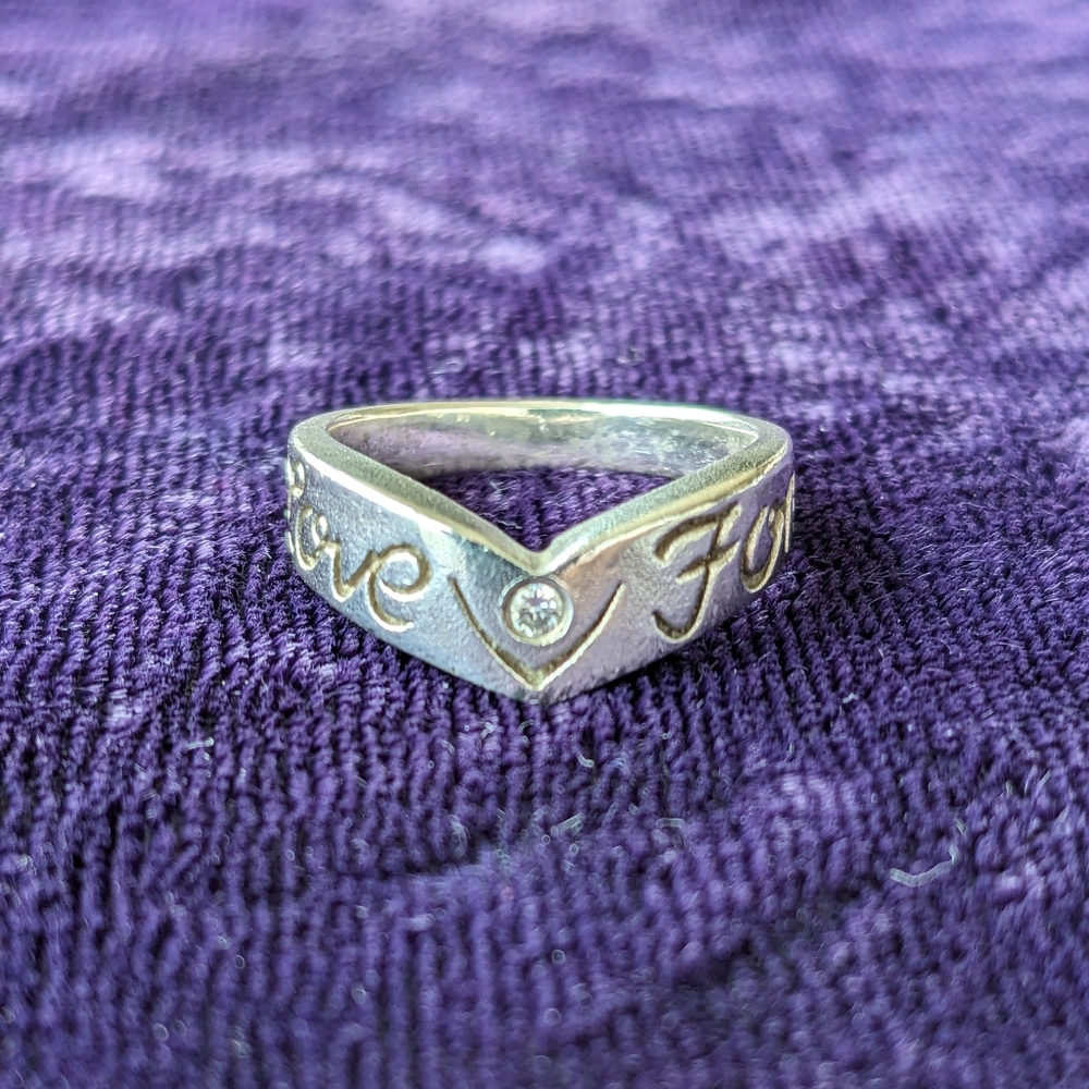 18K White Gold Plated Wishbone Ring Size 5.5